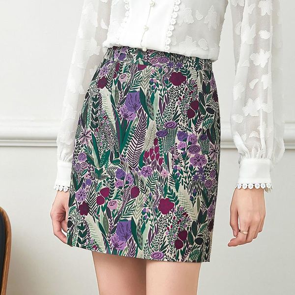 

fall 202 fashion women's clothing a substituting joker jacquard bust skirt of tall waist hip skirt the a-line, Black