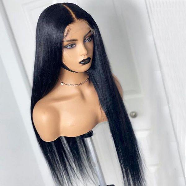 

silk lace front remy hair wigs glueless full lace silky straight 180density 4x4 closure human hair wigs for women, Black;brown