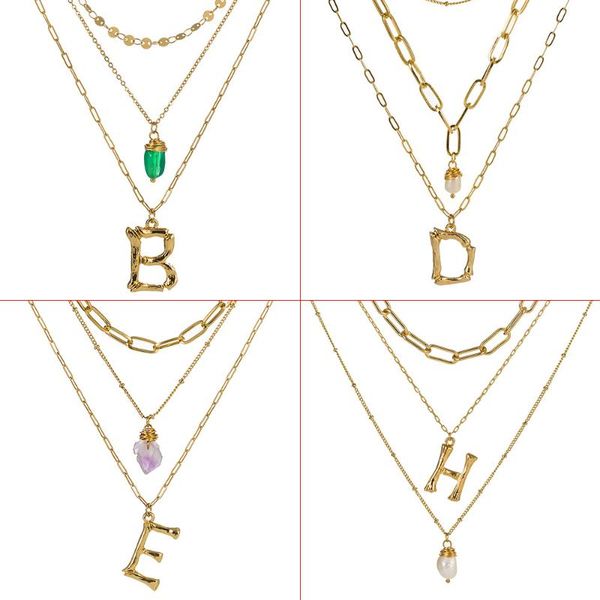 

pendant necklaces longway vintage letter multi-layer sweater chain woman gold long necklace for women design sne190324, Silver
