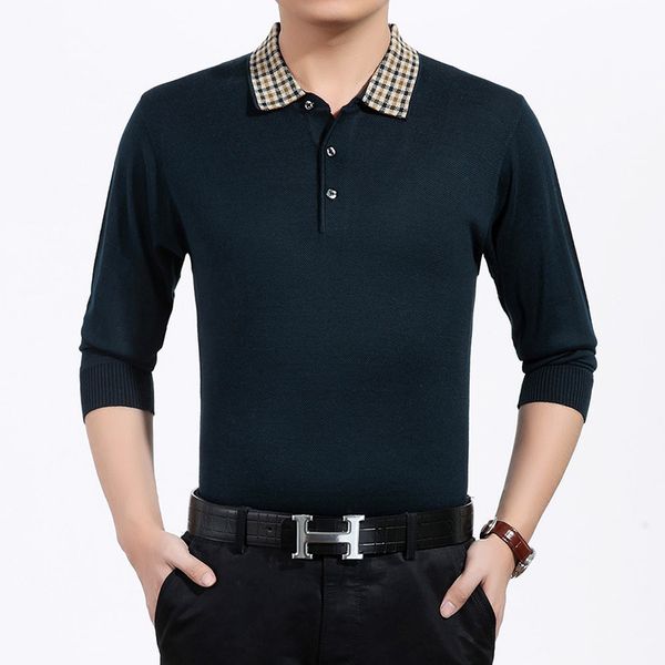 

2021 loose middle-aged of men fold-down sleeve long shirt folding-down collar size large azt9, Black