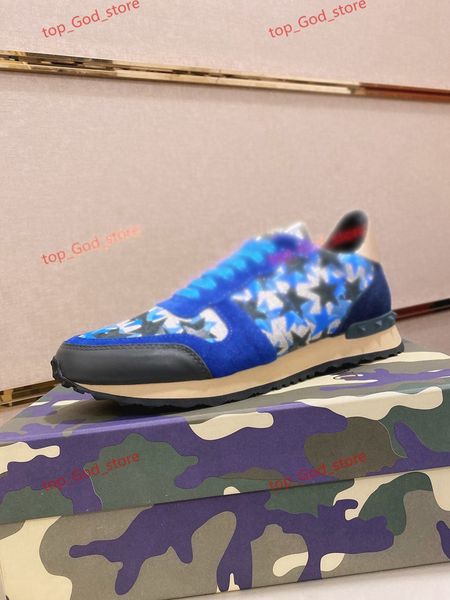 

2019 stud rockrunner camouflage trainers designer shoes mesh real leather combo rock runner sneakers for men women rubber sole with box, Black