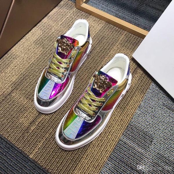 

new arrivel scarpe da uomo firmate metal surface with gradient fish scale pattern design luxury brands casual shoes#2f, Black