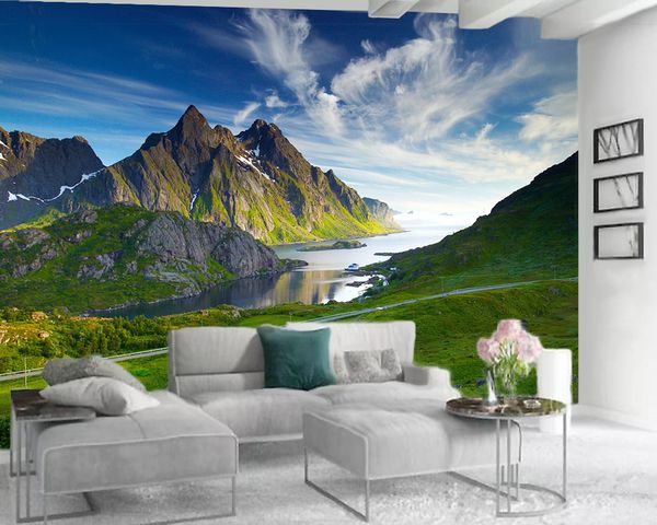 

3d стена картина обои 3d современные обои красивый emerald green mountain digital printing hd декоративные красивые обои