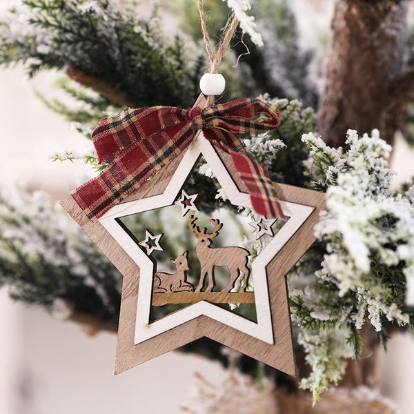 

christmas tree igloos hollowed-out wooden pendant shop window decorations for holiday scenes cne fast shipping