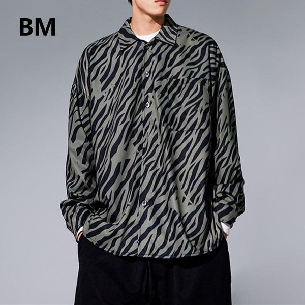 

men's casual shirts 2021 leopard print men clothing hip hop streetwear korean style clothes kpop fashion long sleeve shirt street dance, White;black