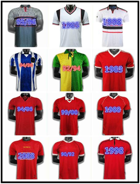 

man 85 86 88 93 99 united retro final match utd home jersey 1994 1998 united beckham ronaldo cantona keane scholes jersey, Black;yellow