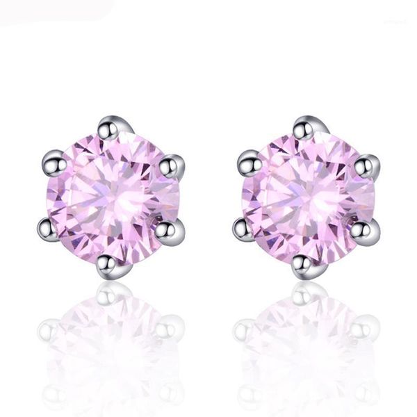 

stud simple thin round cubic zirconia earrings gold color plated multi-color cz small earring hypoallergenic jewelry gift1, Golden;silver