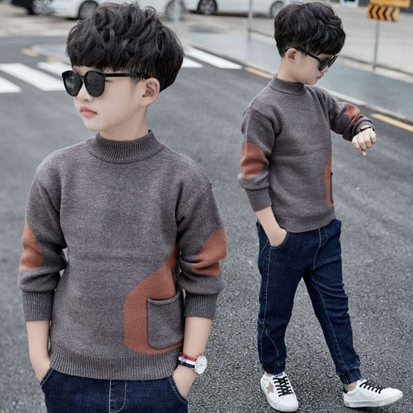 

new big trendy fashion sweater 2020 children's fashionable t-shirt boys' winter pullover, Blue