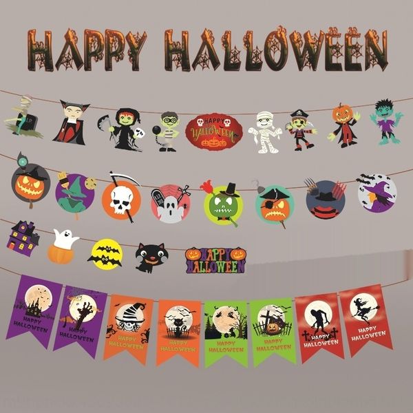 

hhg8o scene flag-pulling halloween layout props bat flower-pulling ghost flag pull flagprop pull flag festival decorations pumpkin skeleton