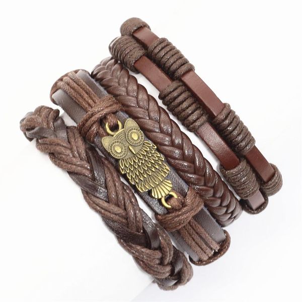 

новое прибытие vintage wing star шарм weave шариков женщин кожаные браслеты мужчин 4 шт set free shipping femme homme мужской jewelry sqcheb, Golden;silver