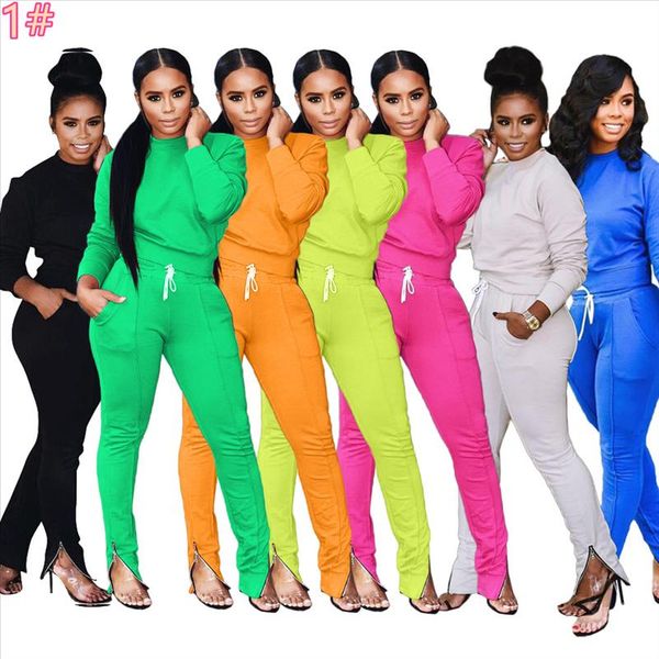 

сексуальные двух частей набор верхних и брюк наряда трексуита женские с длинным рукавом пуловер повседневная ансамбль femme dos piezas, Gray