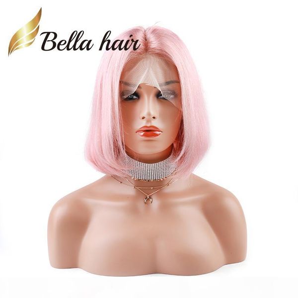 

halloween's sale pink color bob style wig colorful human hair wigs bob style density 180% thickness full lace wig julienchina bella hai, Black