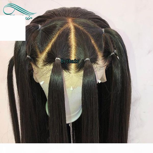 

selling brazilian virgin human hair lace front wig silky straight full lace wig with baby hair pre-plucked hairline bleached knots, Black;brown