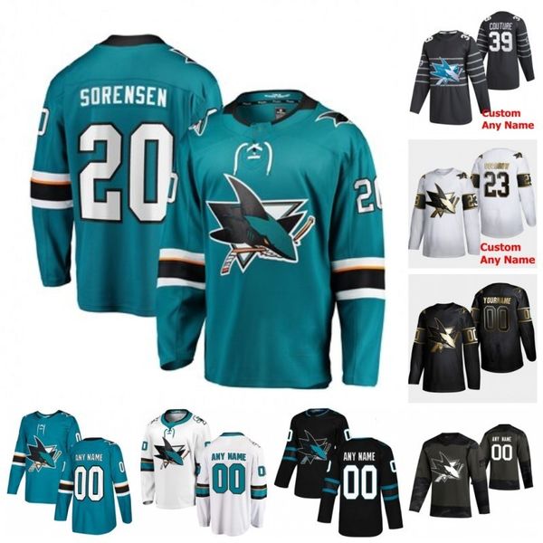 

custom san jose sharks marcus sorensen mario ferraro melker karlsson michael micheal haley 2020 hockey jerseys women stitched, Black;red