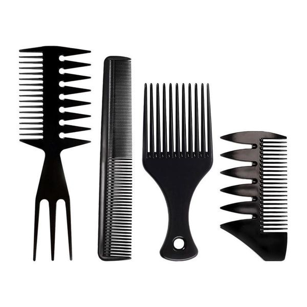 

4pcs/set professional hair brush comb salon barber large tooth hair combs hairbrush hairdressing combs care styling tools, Silver