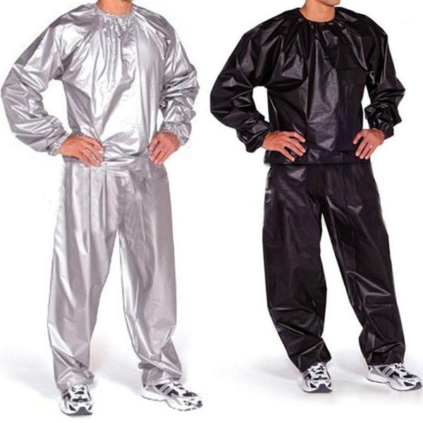 

men and women pvc fitness clothes sports sweating sauna clothes slimming suit steamed large size thickening suit l-5xl1, Gray