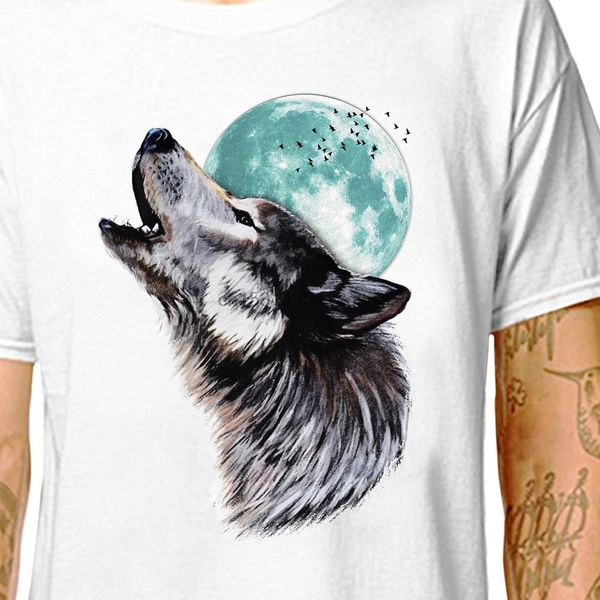 

t shirt howling at the moon grey wolf 100% cotton tees (lazycarrot) wild animal nature sport hooded sweatshirt hoodie