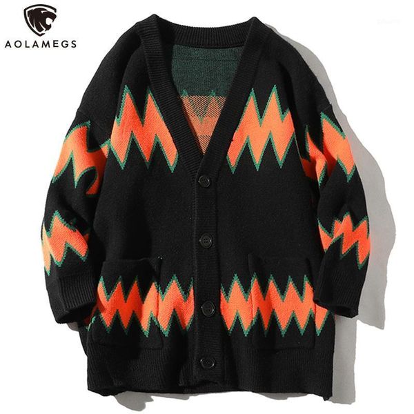 

winter cardigan sweater men retro fashion knitted sweater thicken casual striped patchwork knittedwear oversized coat1, White;black