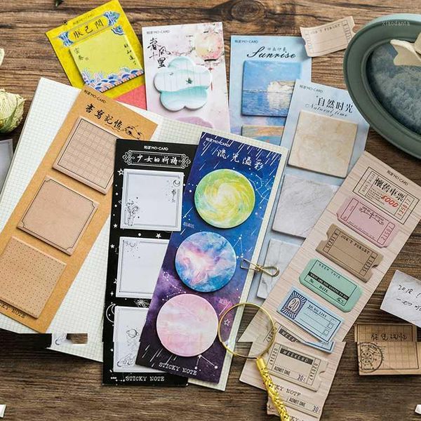 

retro sticky notes 3x20 pcs/pack adhesive memo pad diy planner dairy sticker notepads memo sheets school office supplies1