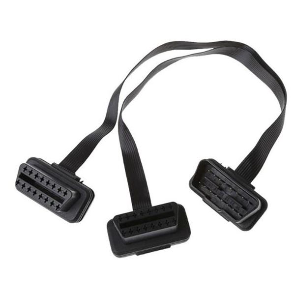 

16 pin obd2 male to double female splitter flat thin y connector extension cable