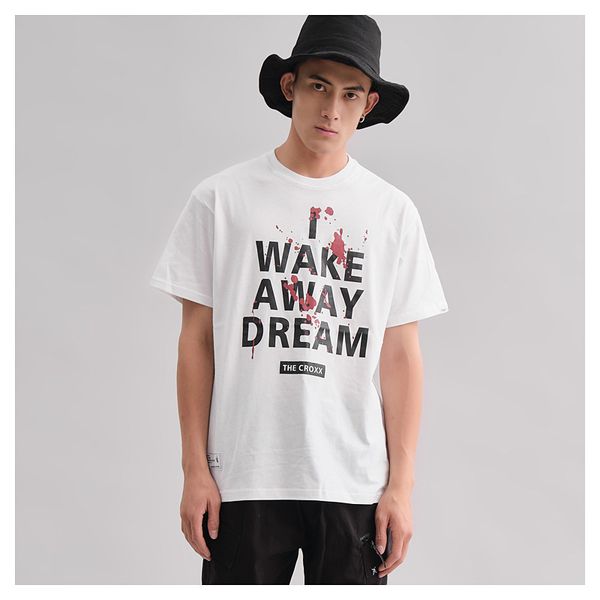 

2021 summer new fashion casual ink letter print short-sleeved hip-hop t-shirt men's nmh8, White;black