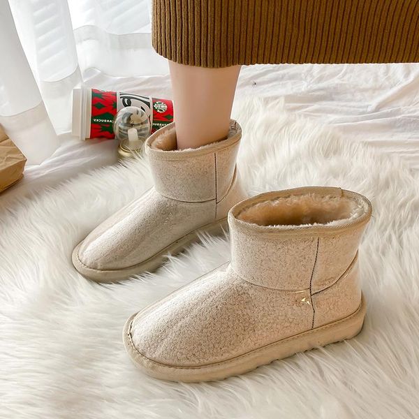 

winter boots lady boots-women round toe luxury designer shoes 2020 low rubber fashion mid calf padded mid-calf leather, Black