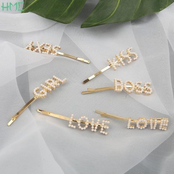 

hair clips & barrettes korean pearls letter combs sticks hairpin grip for women girls bride wedding accessories1, Golden;silver