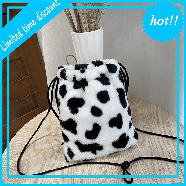 

korean ins classic plush cow mobile phone bag