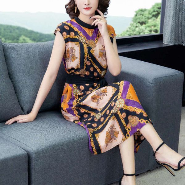 

new silk printed dress for women's fashion in summer of 2019, Black;gray