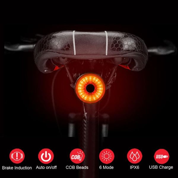 

bicycle rear light smart induction tail light usb chargeable ipx6 bike night riding road mtb taillight cycling accessories