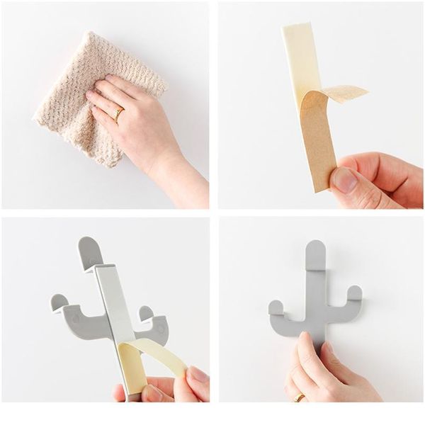 

1 pcs cactus shaped hooks key towel rack seamless adhesive hook clothes hook kitchen bathroom storage rack home de bbytbr