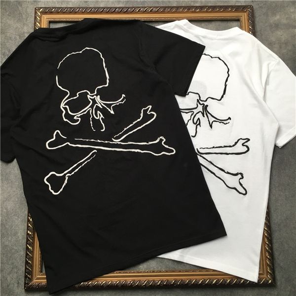 

men's short-sleeved t-shirt front and back skulls pattern women shirts|streetwear g23a, White;black