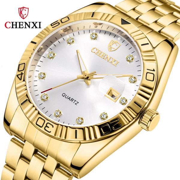 

dawn calendar couple 8201 steel belt men gold watch women