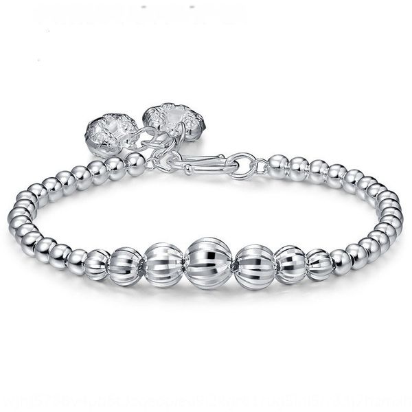

bracelet 999 pure silver female round bead korean edition 99 silver transfer bead bracelet for women blxmz, Golden;silver