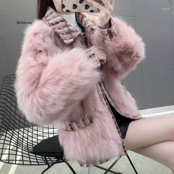 

winter fluffy fur coat women short section warm thickening real fur jacket fashion luxury slim coat female1, Black