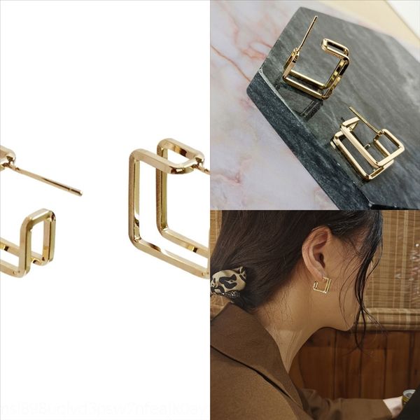 

c2t fashion round oh dear zirconia sier earring wire plated stud earrings silver drawing processing bar stud earrings for, Golden