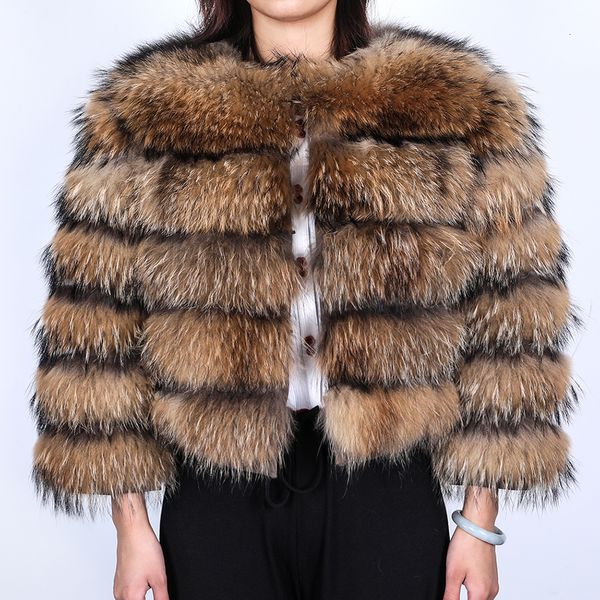 

2021 new style short-sleeved raccoon skin winter women warm coat 1i5e, Black