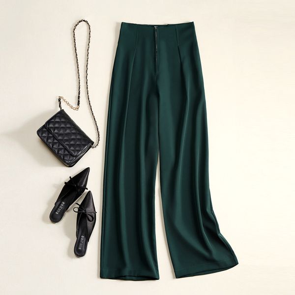 

2021 new spring high waist women casual long female trousers outwear pure color stright pants dmso, Black;white