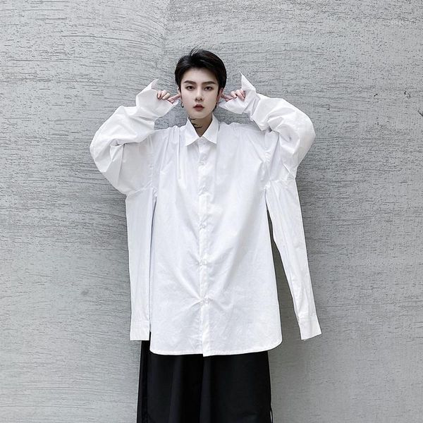 

male women japan korea streetwear hip hop black white shirts men 4 long sleeves casual loose shirt1, White;black