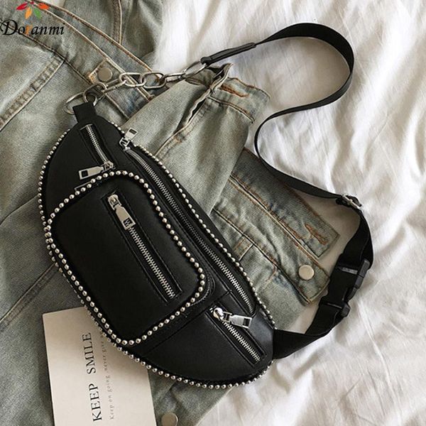 

waist bags doranmi beading for women 2021 leather fanny pack female zipper closure belt bag corssbody nerka djb568