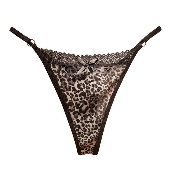 

women low rise leopard lingerie lace splicing g-string bowknot thong panty, Black;pink