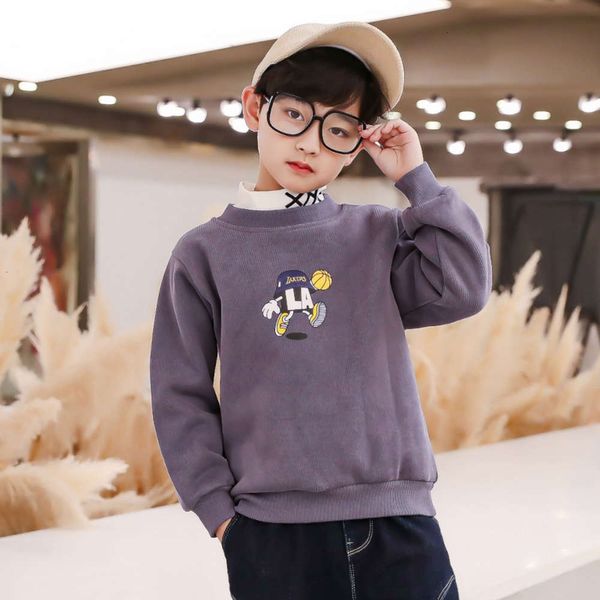 

sweater low boys' cartoon long sve collar warm clothing middle and big children's winter thickened pullover, Black