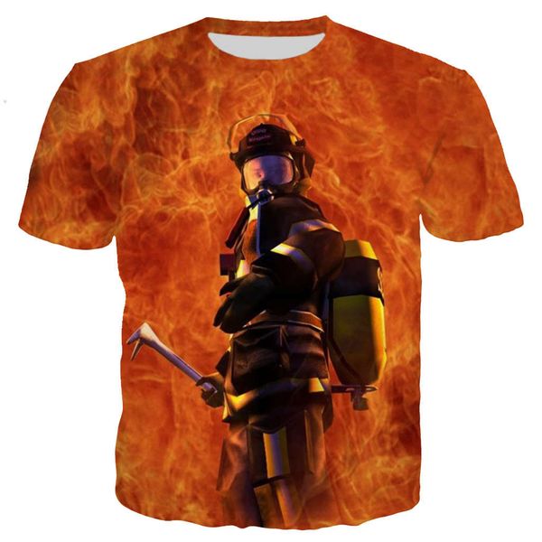 

firefighter 3d print shirts anime oversized oversized men clothing
