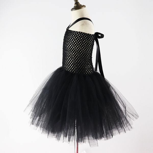 

3 pcs maleficent evil queen girls tutu dress with horns feather halloween witch costume for girls kids party dress clothing xx0 201203, Red;yellow