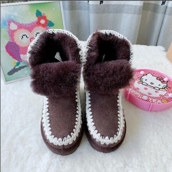 

women's winter boots shoes cow split leather artificial wool thermal lining soft boot, Black