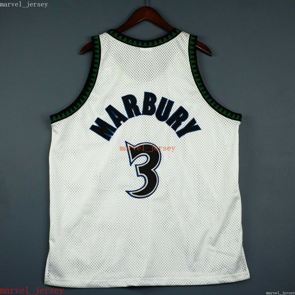 Maglia Stephon Marbury # 3 cucita al 100% bianca XS-6XL Maglie da basket da uomo di ritorno al passato economici Uomo Donna Gioventù