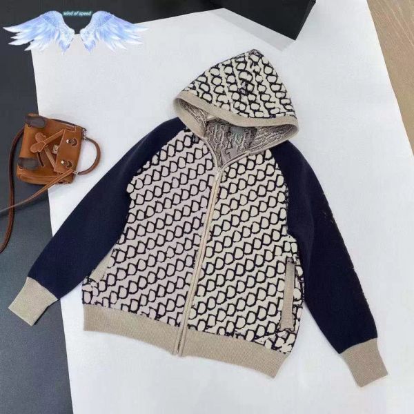 

designer letter knits hoodies full letters logo lapel long sleeve jacquard knited cardigan loose jacket hoodie women, White