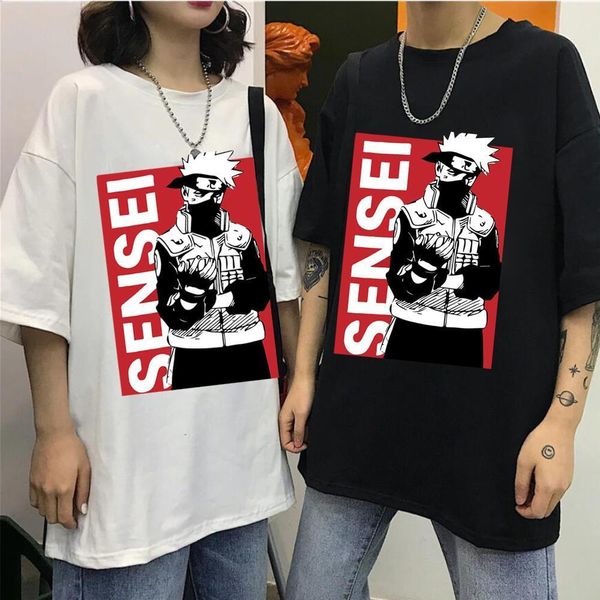 

mens fashion clothing trends kakashi sensei t shirt classic t-shirt men's short-sleeved o-neck casual drop shipping, White;black