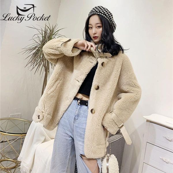 

2021 winter women mid-length fashion thick fur coat ladies warm soft faxu fur plush coat new loose solid color jacket zy26, Black