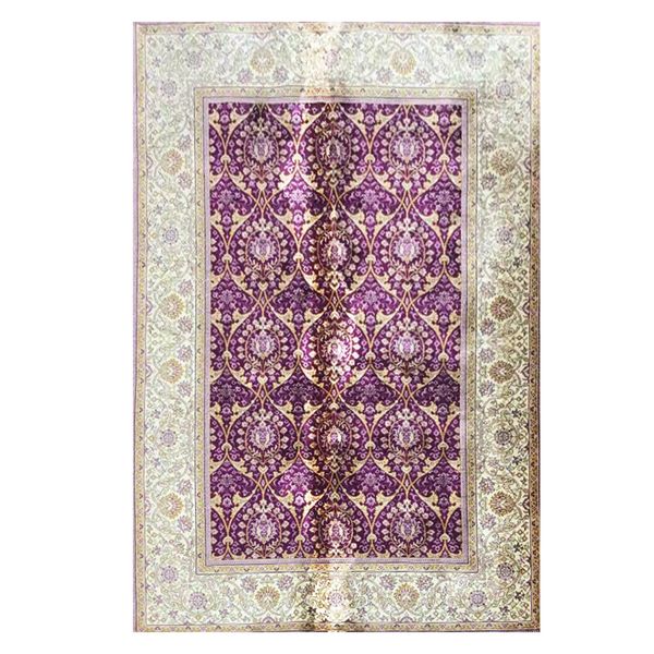 

3.5'x5' silk carpet hand knotted small rug kids room children anit-slip floor mats